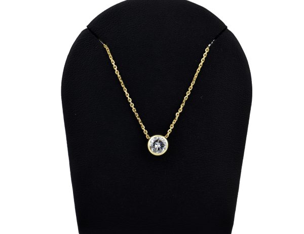 Diamant Solitär Anhänger mit Kette  585/000 14 K Gelbgold 1 Brillant  0,57 ct