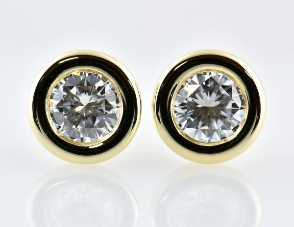 Solitär Brillant Ohrstecker Ohrringe 585 14 K Gelbgold, 2 Diamanten zus. 1,50 ct