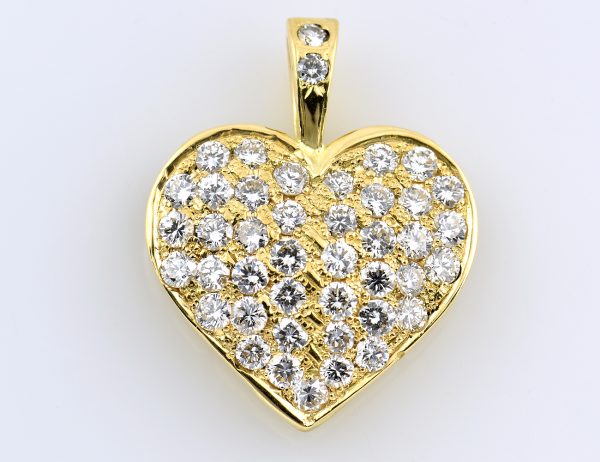 Diamant Herz Anhänger 750/000 18 K Gelbgold 43 Brillanten zus.  1,47 ct