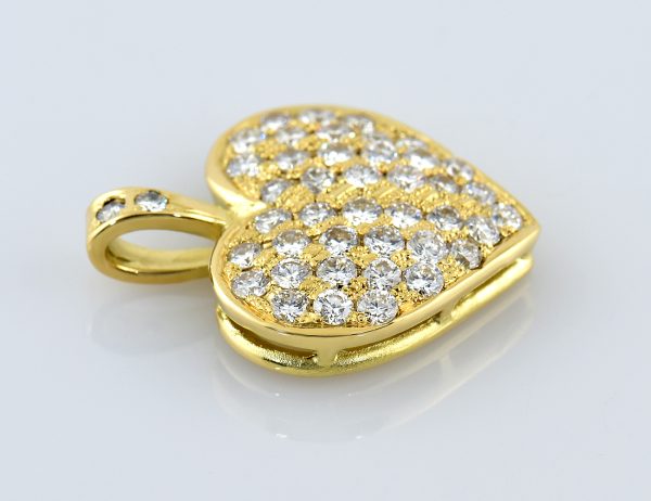 Diamant Herz Anhänger 750/000 18 K Gelbgold 43 Brillanten zus.  1,47 ct