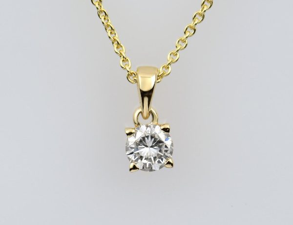 Diamant Solitär Anhänger mit Kette  585/000 14 K Gelbgold 1 Brillant  0,52 ct