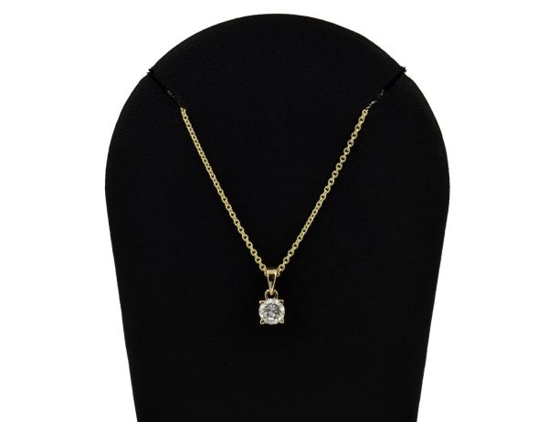 Diamant Solitär Anhänger mit Kette  585/000 14 K Gelbgold 1 Brillant  0,52 ct