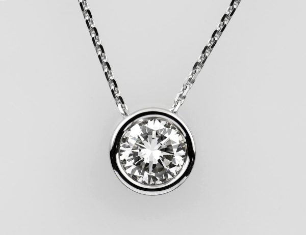 Diamant Solitär Anhänger mit Kette  585/000 14 K Weißgold 1 Brillant  1,09 ct