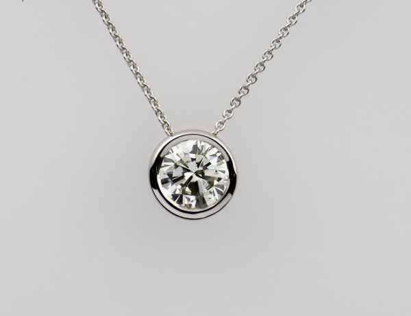 Diamant Solitär Anhänger mit Kette  585/000 14 K Weißgold 1 Brillant  0,50 ct