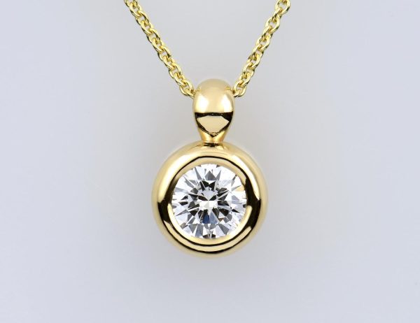 Diamant Solitär Anhänger mit Kette  585/000 14 K Gelbgold 1 Brillant  0,67 ct