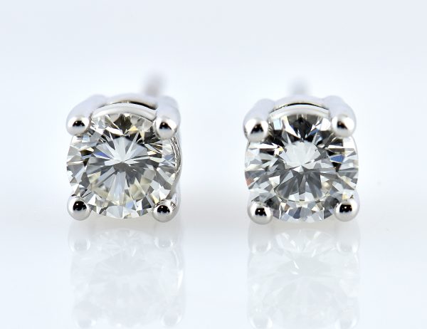 Solitär Brillant Ohrstecker Ohrringe 585 14 K Weißgold, 2 Diamanten zus. 0,52 ct