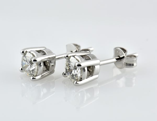 Solitär Brillant Ohrstecker Ohrringe 585 14 K Weißgold, 2 Diamanten zus. 0,52 ct