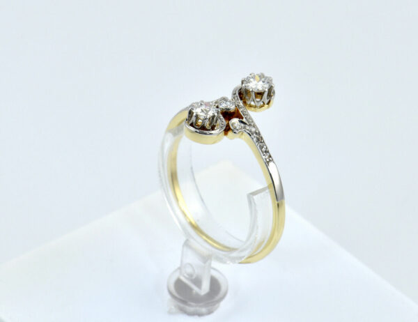 Art Deco Ring 585/000 14 K Gelbgold 13 Diamanten zus. 0,38 ct