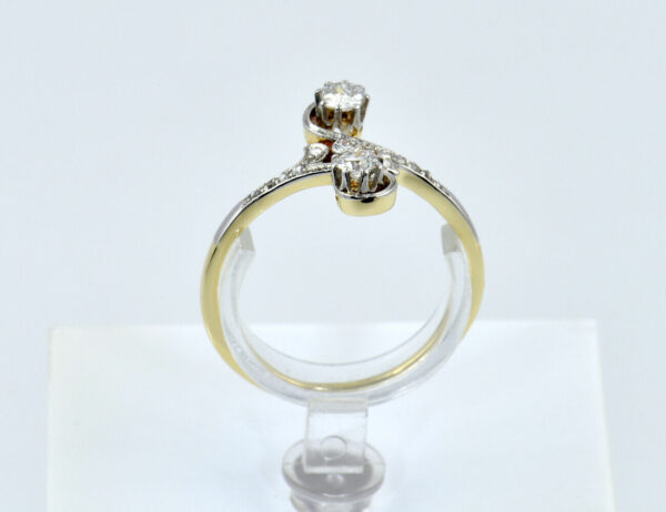 Art Deco Ring 585/000 14 K Gelbgold 13 Diamanten zus. 0,38 ct