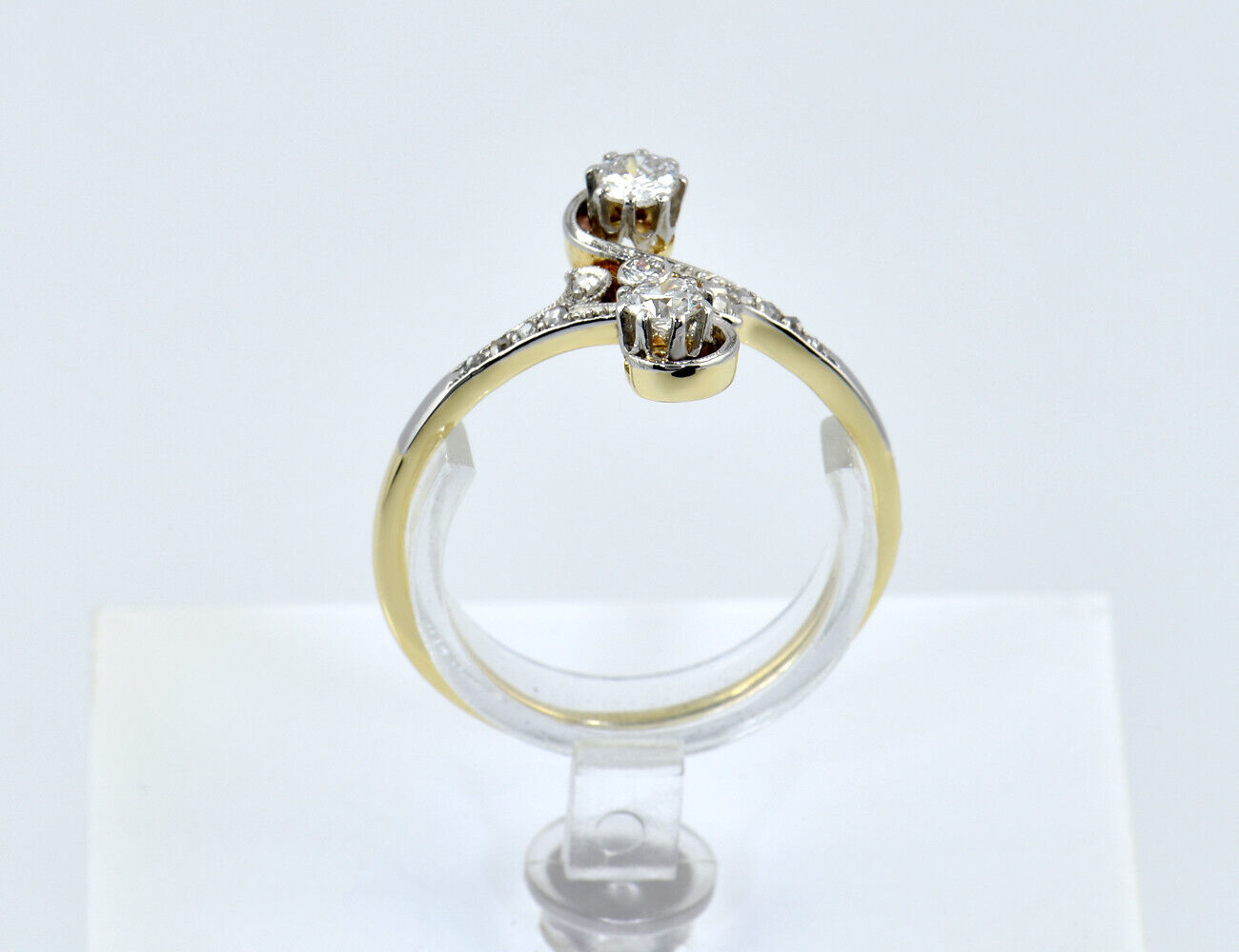 Art Deco Ring 585/000 14 K Gelbgold 13 Diamanten zus. 0,38 ct