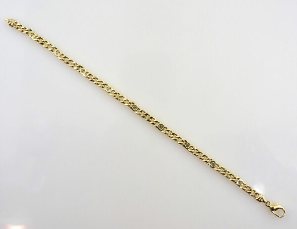 Diamant Armband 585/000 14 K Gelbgold 9 Brillanten zus. 1,00 ct, 20 cm lang