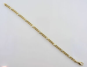 Diamant Armband 585/000 14 K Gelbgold 9 Brillanten zus. 1,00 ct, 20 cm lang