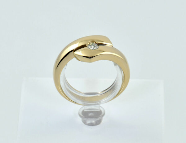 Diamant Ring 585/000 14 K Gelbgold 1 Brillant 0,10 ct