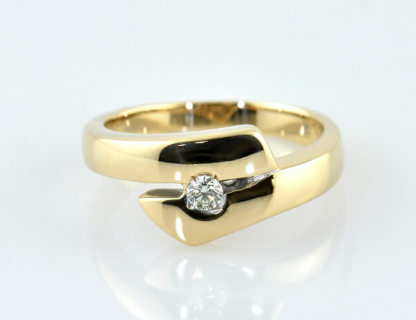 Diamant Ring 585/000 14 K Gelbgold 1 Brillant 0,10 ct