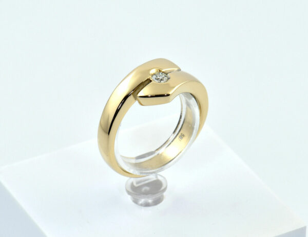 Diamant Ring 585/000 14 K Gelbgold 1 Brillant 0,10 ct