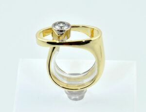 Diamant Ring 585/000 14 K Gelbgold 1 Brillant 0,55 ct