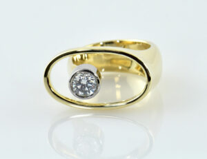 Diamant Ring 585/000 14 K Gelbgold 1 Brillant 0,55 ct