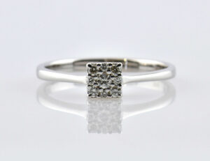 Diamant Ring 585/000 14 K Weißgold 9 Brillanten 0,15 ct