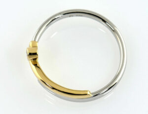 Diamant Ring 950/000 Platin / 750 Gelbgold Brillant 0,02 ct