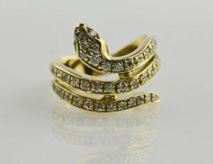 Diamant Schlangen Ring 750 18 K Gelbgold 40 Brillanten zus. 0,50ct