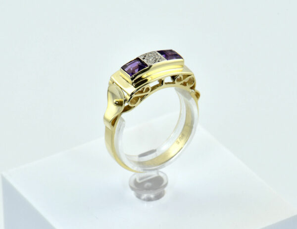 Ring Amethyst 585/000 14 K Gelbgold 1 Diamant 0,02 ct