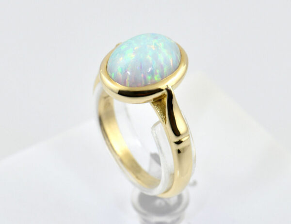 Ring Opal Synthese 585/000 14 K Gelbgold