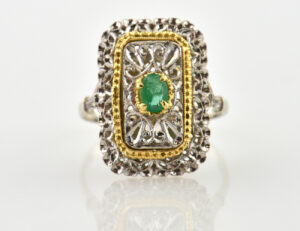 Ring Smaragd 750 18 K Weiß-, Gelbgold