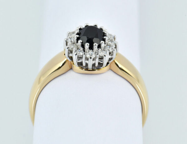 Saphir Diamant Ring 585/000 14 K Gelbgold 12 Diamanten zus. 0,24 ct