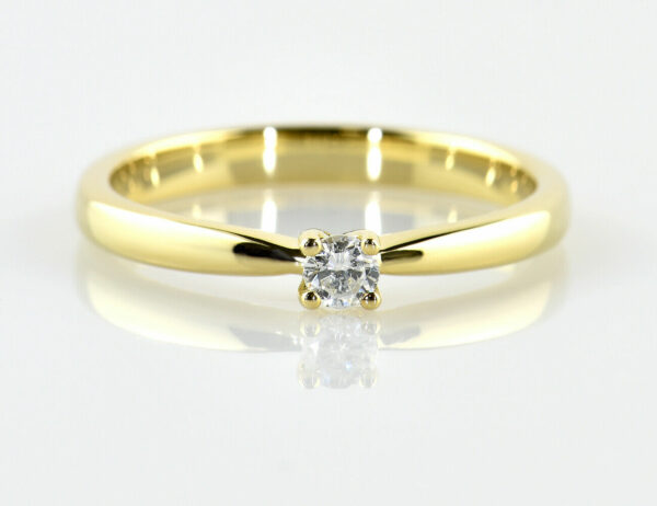 Solitär Diamant Ring 585/000 14 K Gelbgold Brillant 0,13 ct
