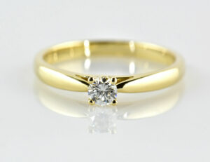 Solitär Diamant Ring 585/000 14 K Gelbgold Brillant 0,23 ct