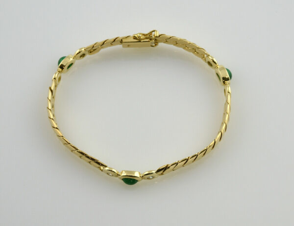 Armband Smaragd 18,5 cm 750/000 18 K Gelbgold 6 Diamanten zus. 0,40 ct