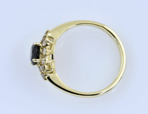 Chromdiopsid Diamant Ring 585/000 14 K Gelbgold 12 Brillanten zus. 0,42 ct