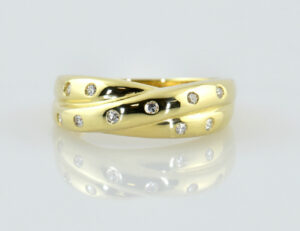 Diamant Ring 585/000 14 K Gelbgold 10 Diamanten zus. 0,10 ct