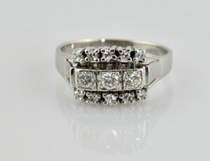 Diamant Ring 585/000 14 K Weißgold 13 Brillanten zus. 0,50 ct