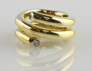 Diamant Ring 750/000 18 K Gelbgold 2 Brillanten zus. 0,10 ct