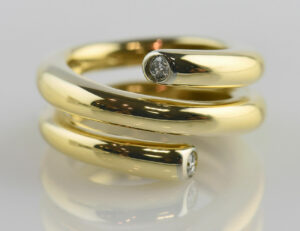 Diamant Ring 750/000 18 K Gelbgold 2 Brillanten zus. 0,10 ct
