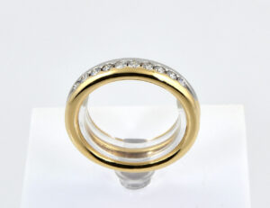 Diamant Ring Memory 750/000 18 K Gelb-/ Weißgold 10 Brillanten zus. 0,30 ct