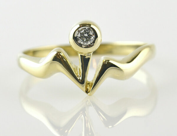 Diamant Solitär Ring 585 14 K Gelbgold Brillant 0,05 ct