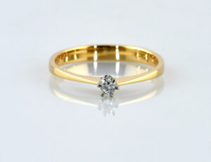Diamant Solitär Ring 585/000 14 K Gelbgold Brillant 0,06 ct
