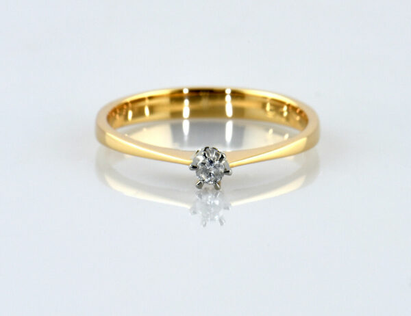 Diamant Solitär Ring 585/000 14 K Gelbgold Brillant 0,06 ct