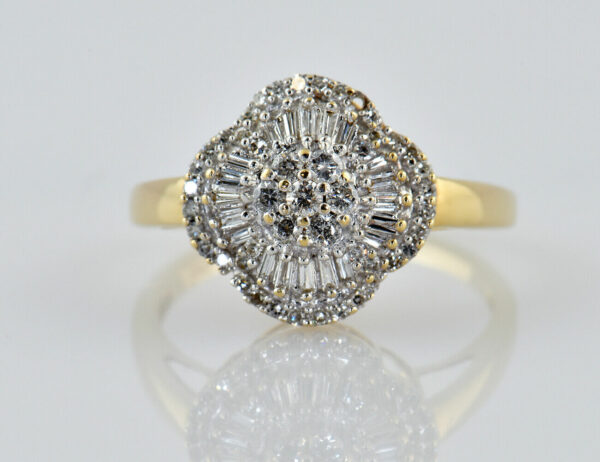Diamantring 585/000 14 K Gelbgold 59 Diamanten zus. 1,00 ct