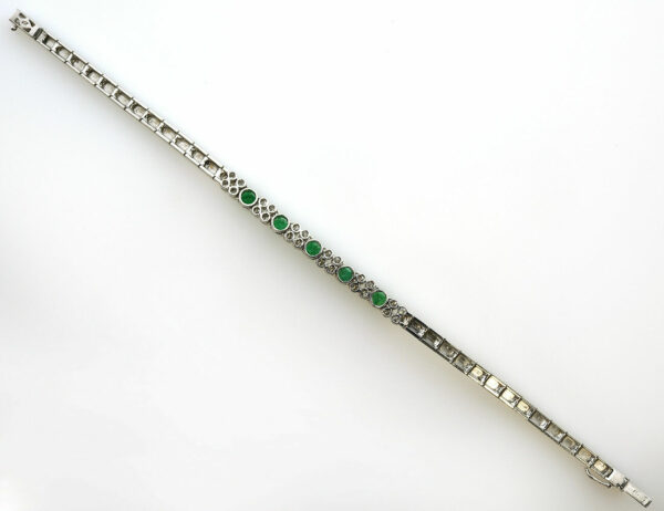Armband 18,5 cm 750/000 18 K Weißgold / 5 Smaragde / 24 Diamanten zus. 0,50 ct