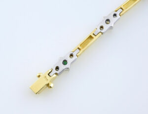 Armband Rubin, Saphir, Smaragd 18,5 cm 750 Gelbgold 18 Brillanten zus. 0,45 ct