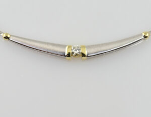 Collier 585/000 14 K Weißgold 1 Diamant 0,14 ct, 43 cm lang