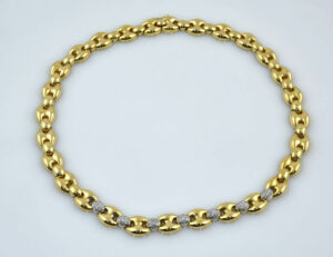 Collier Diamant 750/000 18 K Gelbgold, 49 Diamanten zus. 0,50 ct 45 cm lang