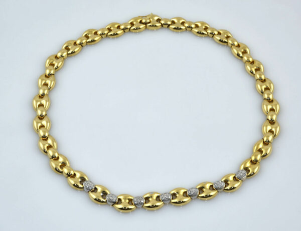 Collier Diamant 750/000 18 K Gelbgold, 49 Diamanten zus. 0,50 ct 45 cm lang