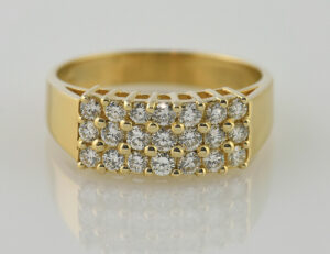 Diamant Ring 750 18 K Gelbgold 21 Brillanten zus. 0,75 ct