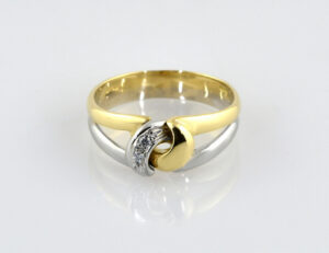 Diamant Ring 750/000 18 K Weiß-/ Gelbgold 2 Brillanten zus. 0,02 ct