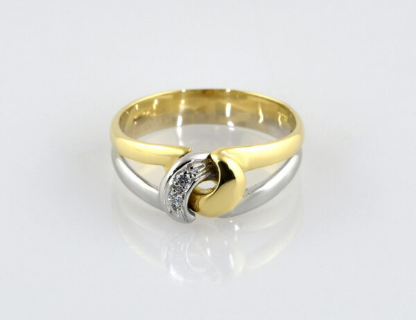 Diamant Ring 750/000 18 K Weiß-/ Gelbgold 2 Brillanten zus. 0,02 ct