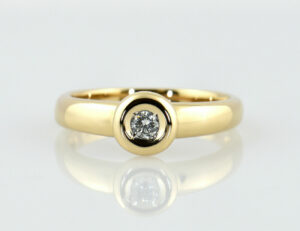 Diamant Solitär Ring 585/000 14 K Gelbgold Brillant 0,09 ct